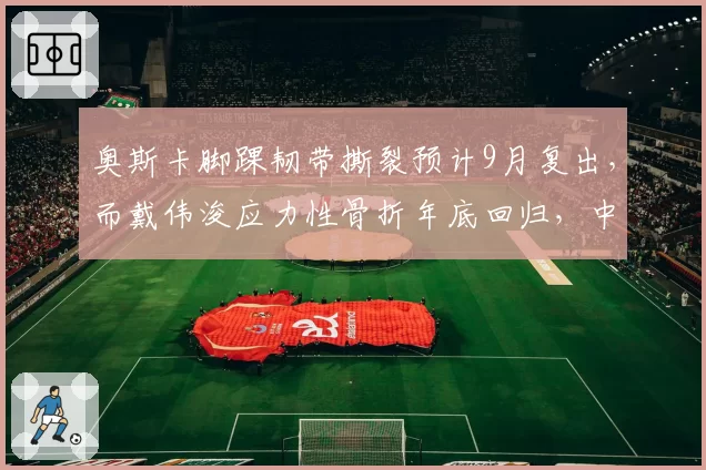 奥斯卡脚踝韧带撕裂预计9月复出,而戴伟浚应力性骨折年底回归,中场核心恢复节奏迥异